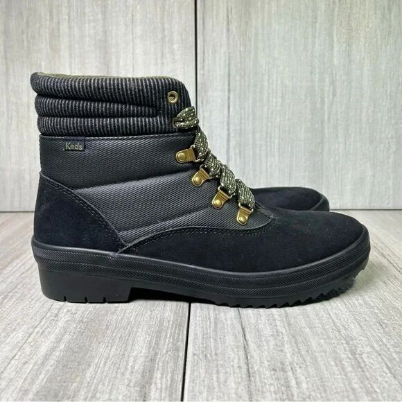 Keds Black Suede & Splash Mix Camp Boot Lace Up Round Toe wh65517 Womens Size 9 - Picture 7 of 9